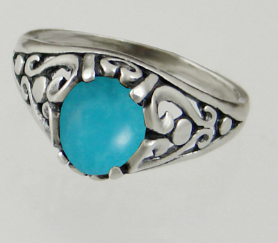 Sterling Silver Filigree Ring With Turquoise Size 10